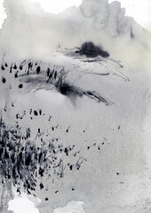 Background image, watercolor abstraction with natural plants motifs