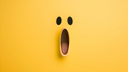 Fototapeta premium Surprised Face Graphic Design On Yellow Background