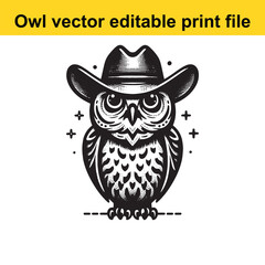 Owl wearing a cowboy hat
