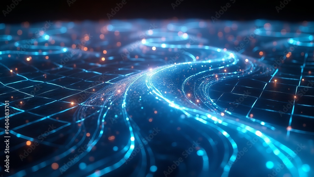 Poster digital network technology background with glowing lines and dots for tech and science visuals