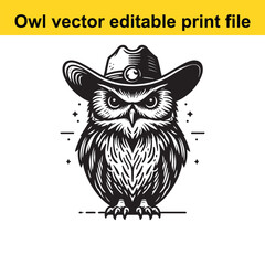 Owl wearing a cowboy hat