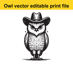 Owl wearing a cowboy hat