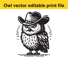 Owl wearing a cowboy hat
