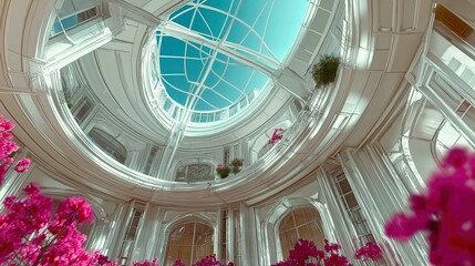 Futuristic Spring City with Flower-Covered Buildings and Eco Architecture