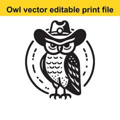 Owl wearing a cowboy hat