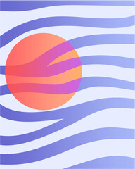 Abstract sun and waves design