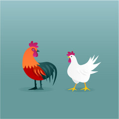 Rooster and chicken