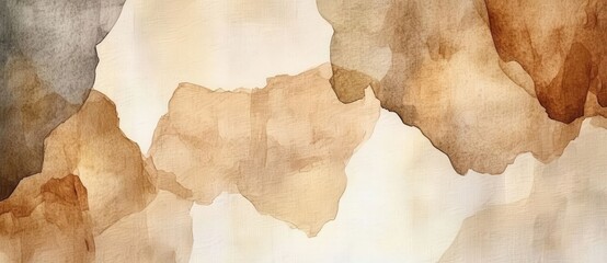 Abstract brown watercolor background featuring beige, terracotta, and sandy tones, with a vintage paper texture ideal for design projects and artistic applications.
