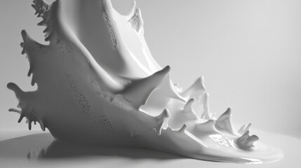 Obraz premium Abstract white shell-like sculpture with fluid texture against a minimalist background