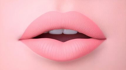 Obraz premium Close-up of Soft Pink Lips with Smooth Texture