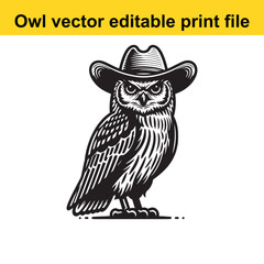 Owl wearing a cowboy hat
