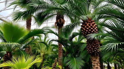 Many palms in the conservatory