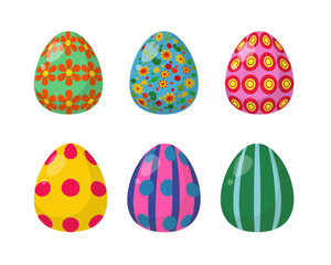 Set of Easter eggs with floral and geometric patterns for holiday design