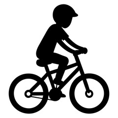boy riding bicycle silhouette vector isolated on white background