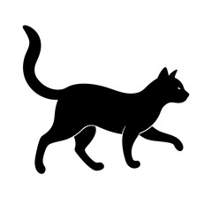 Cat running silhouette vector isolated on white background