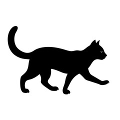 Cat running silhouette vector isolated on white background