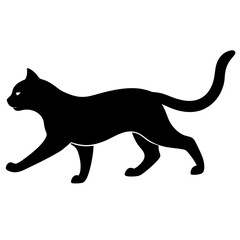 Cat running silhouette vector isolated on white background