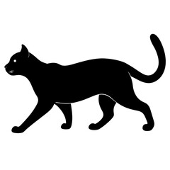 Cat running silhouette vector isolated on white background