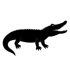 crocodile silhouette vector isolated on white background
