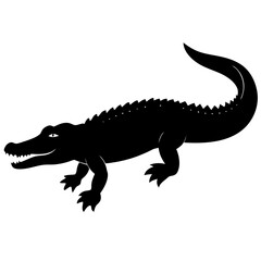 crocodile silhouette vector isolated on white background