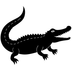 crocodile silhouette vector isolated on white background