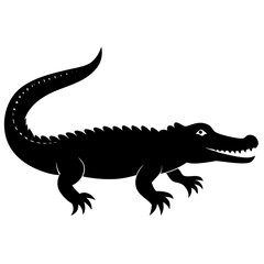 crocodile silhouette vector isolated on white background