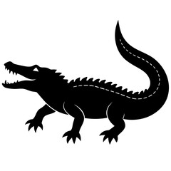 crocodile silhouette vector isolated on white background