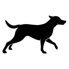 Dog running silhouette vector isolated on white background