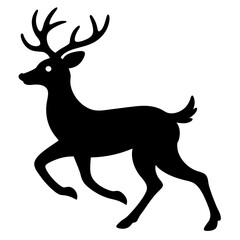 deer running silhouette vector isolated on white background
