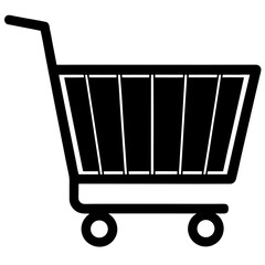 grocery cart silhouette vector isolated on white background