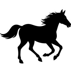 Horse running silhouette vector isolated on white background