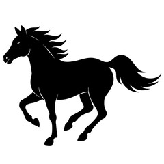 Horse running silhouette vector isolated on white background
