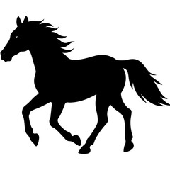 Horse running silhouette vector isolated on white background