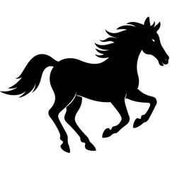 Horse running silhouette vector isolated on white background
