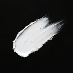 White watercolor brush stroke, paint smear isolated on black backdrop. Abstract design element, grunge texture. Art, drawing, painting concept. Modern artistic minimalistic graphic.