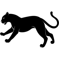 jaguar jumping silhouette vector isolated on white background