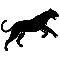 jaguar jumping silhouette vector isolated on white background
