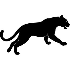 jaguar jumping silhouette vector isolated on white background
