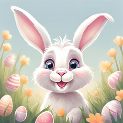 Fototapeta premium easter bunny with eggs