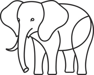 Fototapeta premium Line Art Illustration of an Elephant