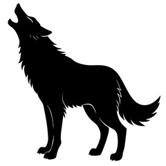 wolf howling silhouette vector isolated on white background