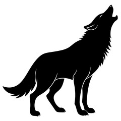 wolf howling silhouette vector isolated on white background