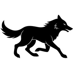 wolf running silhouette vector isolated on white background