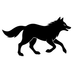 wolf running silhouette vector isolated on white background