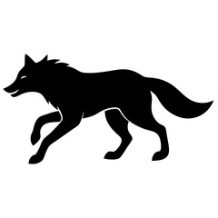 wolf running silhouette vector isolated on white background