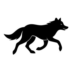 wolf running silhouette vector isolated on white background