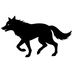 Fototapeta premium wolf running silhouette vector isolated on white background