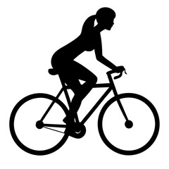 Fototapeta premium women riding bicycle silhouette vector isolated on white background