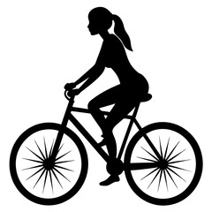 women riding bicycle silhouette vector isolated on white background