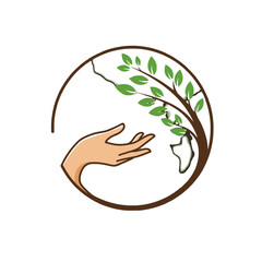 Protecting the Earth A Hand Reaching for a Growing Tree